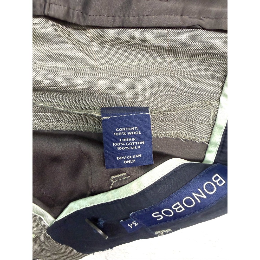 Bonobos 34x34 Gray Herringbone Overcheck Wool Dress Pants USA Athletic Straight - Picture 10 of 11